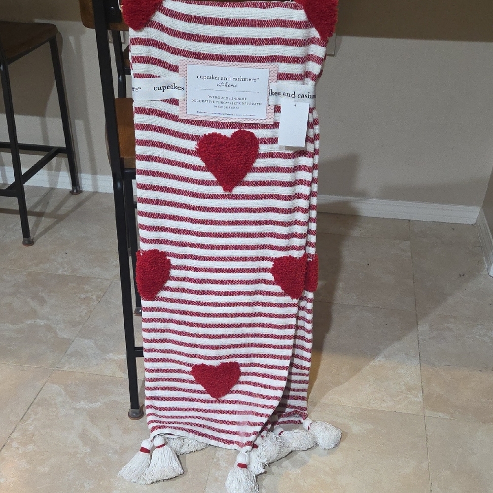 Red and White Striped Heart Blanket
